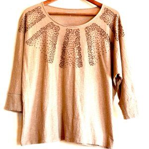 Coldwater Creek T-Shirt. Beaded. 3/4 Sleeves
